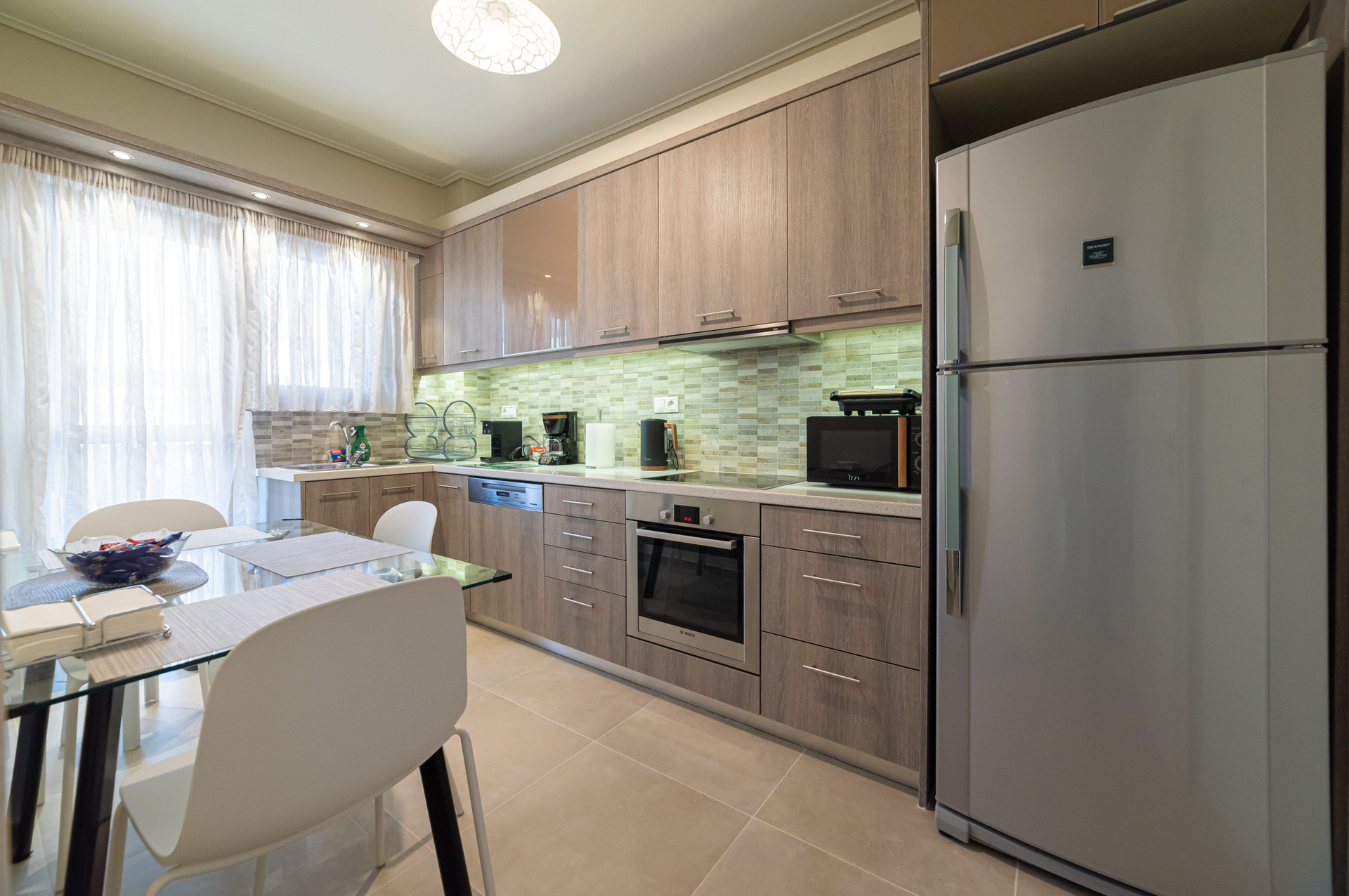 Modern kitchen with fridge