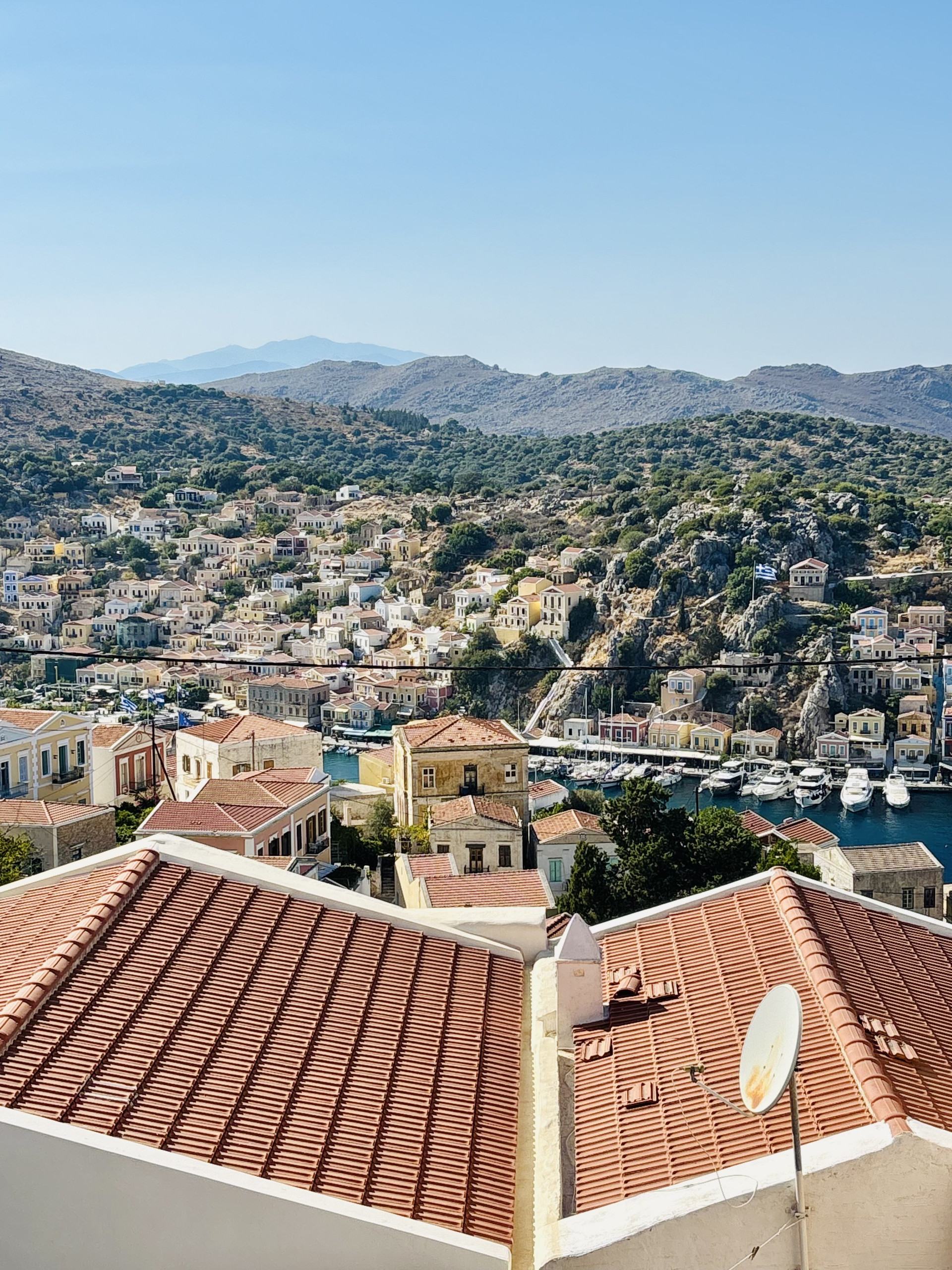 Rooftop view over village and harbor