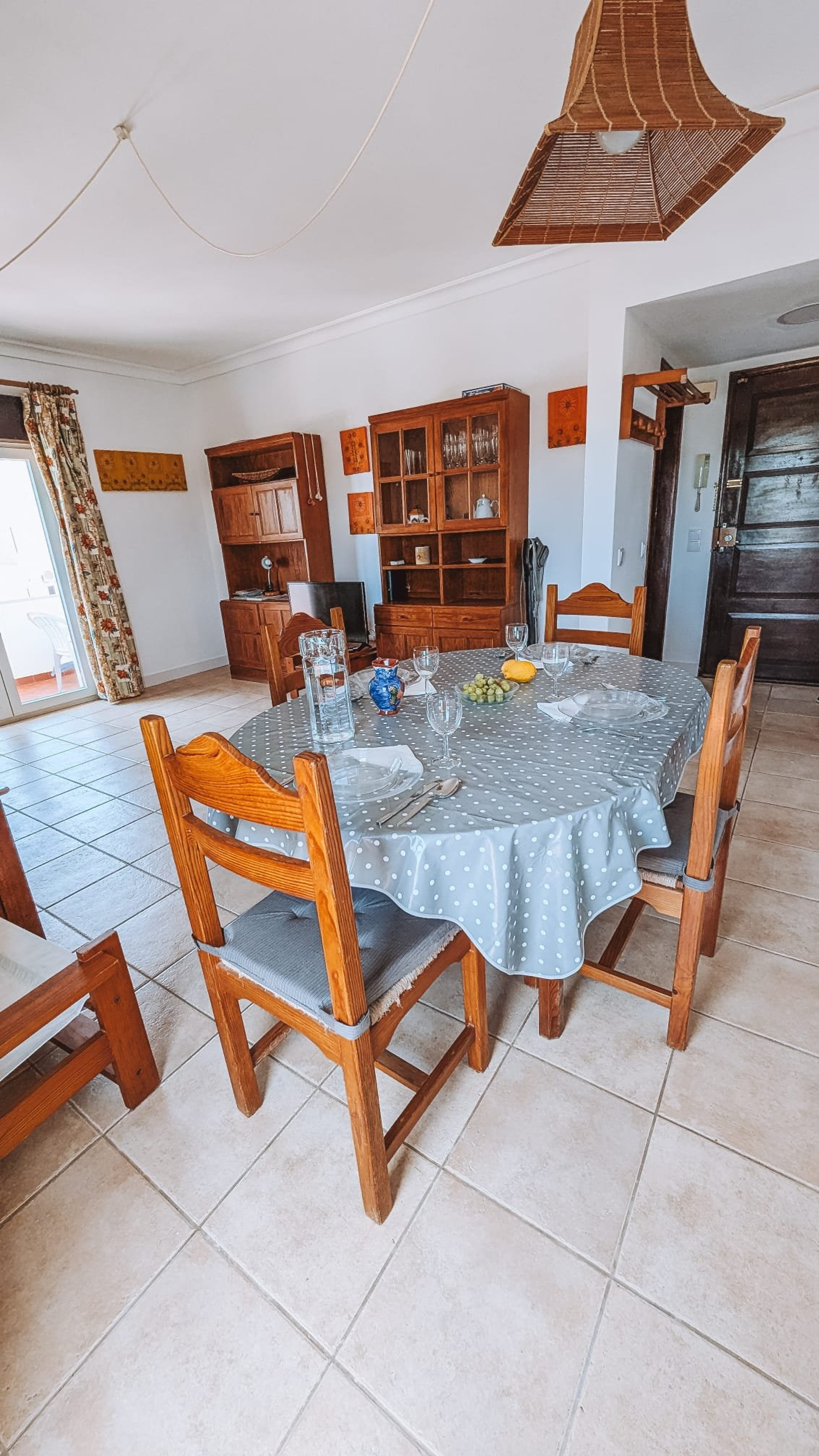 Dining area with cabinet storage