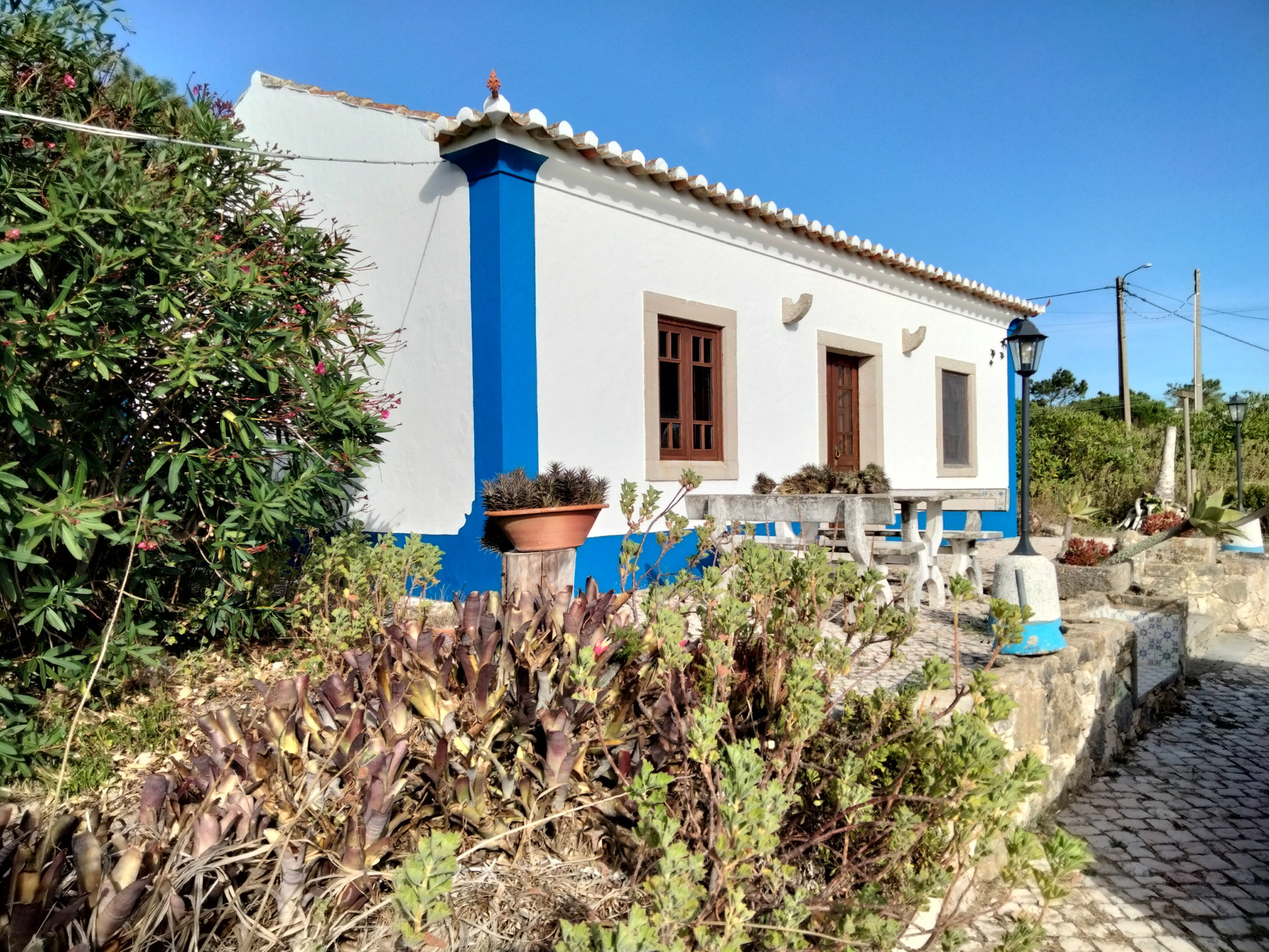 White and blue house exterior