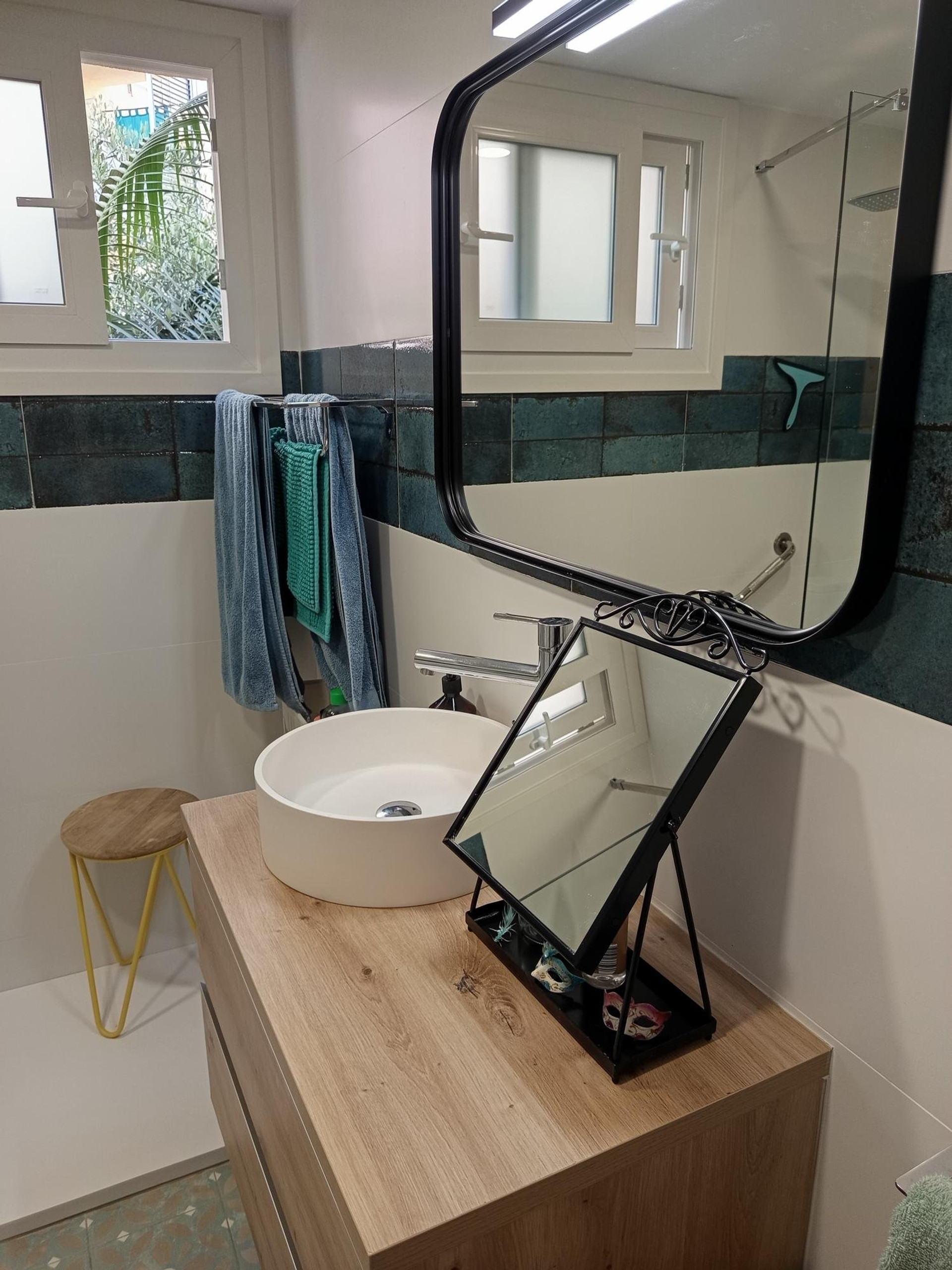 Bathroom vanity sink and mirror