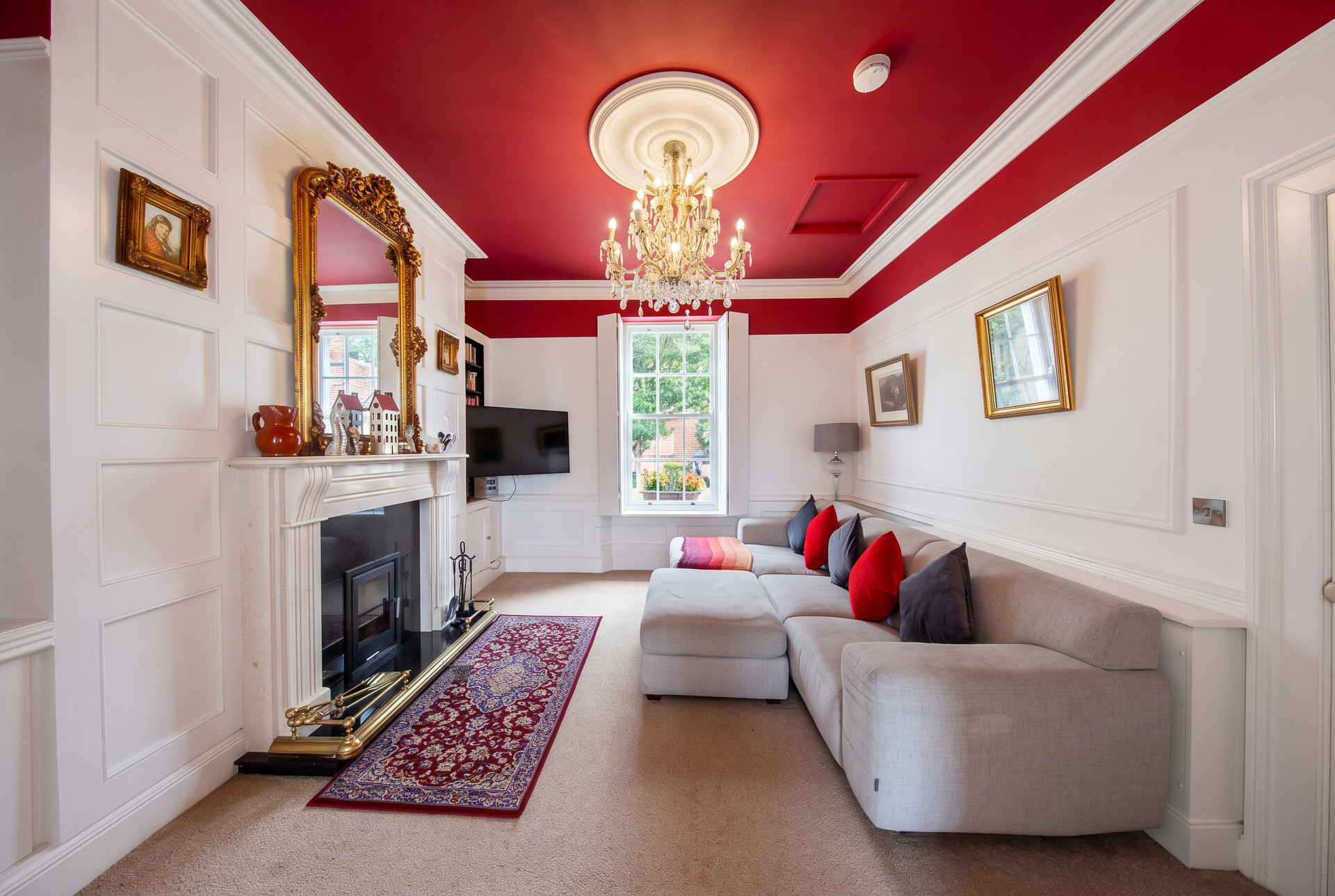 Elegant living room with fireplace