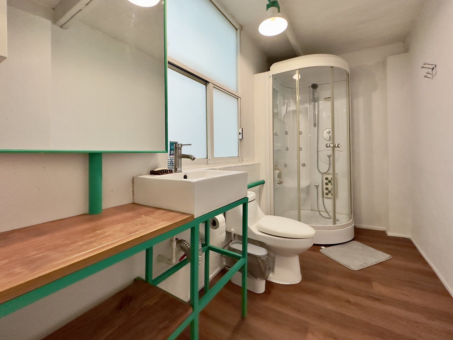 Bathroom with shower sink toilet