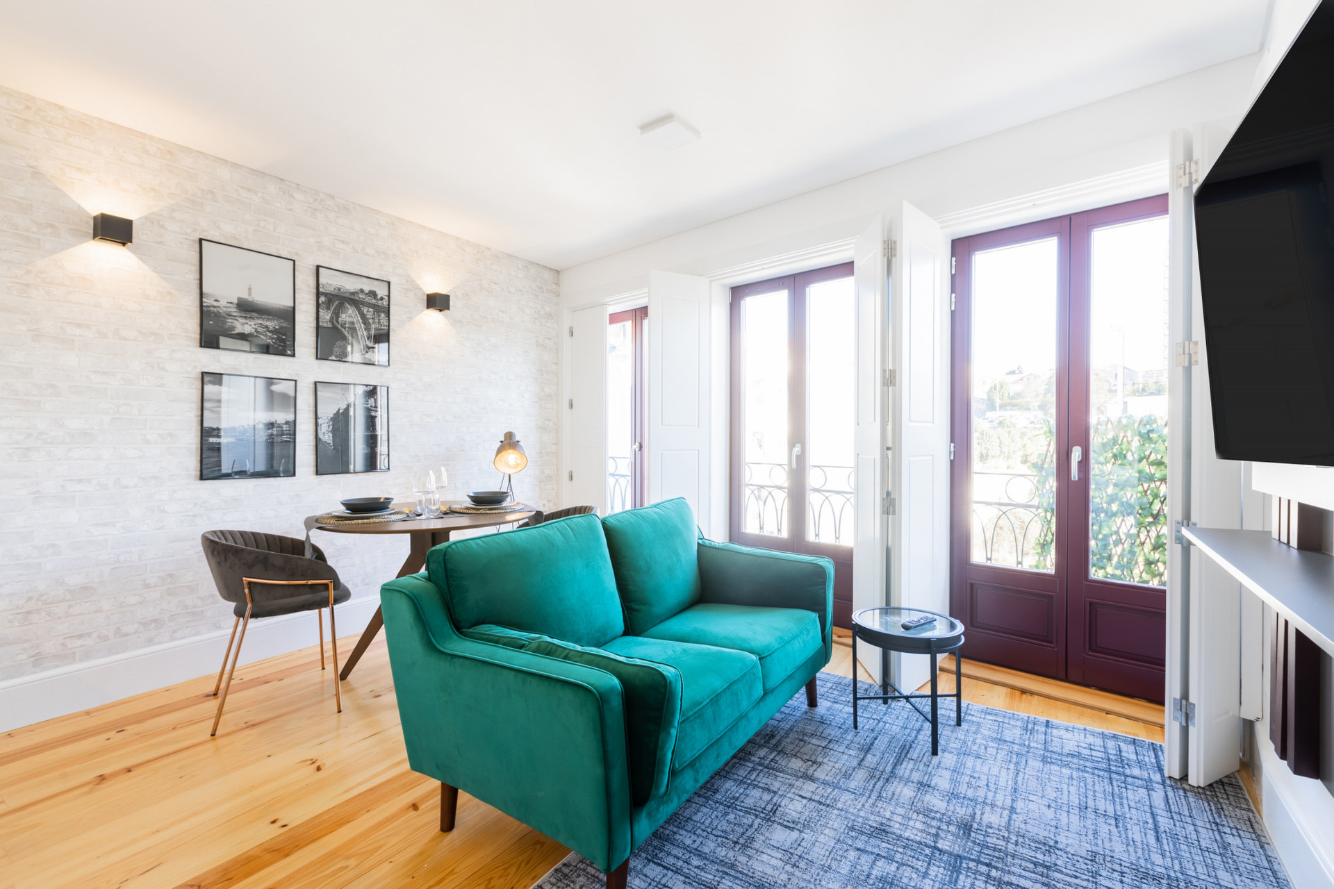 Living Room / Kitchenette with Flat-Screen TV and Dining Area