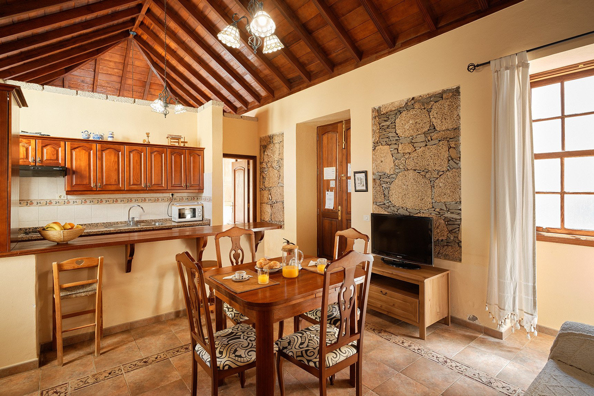Dining area with open kitchen