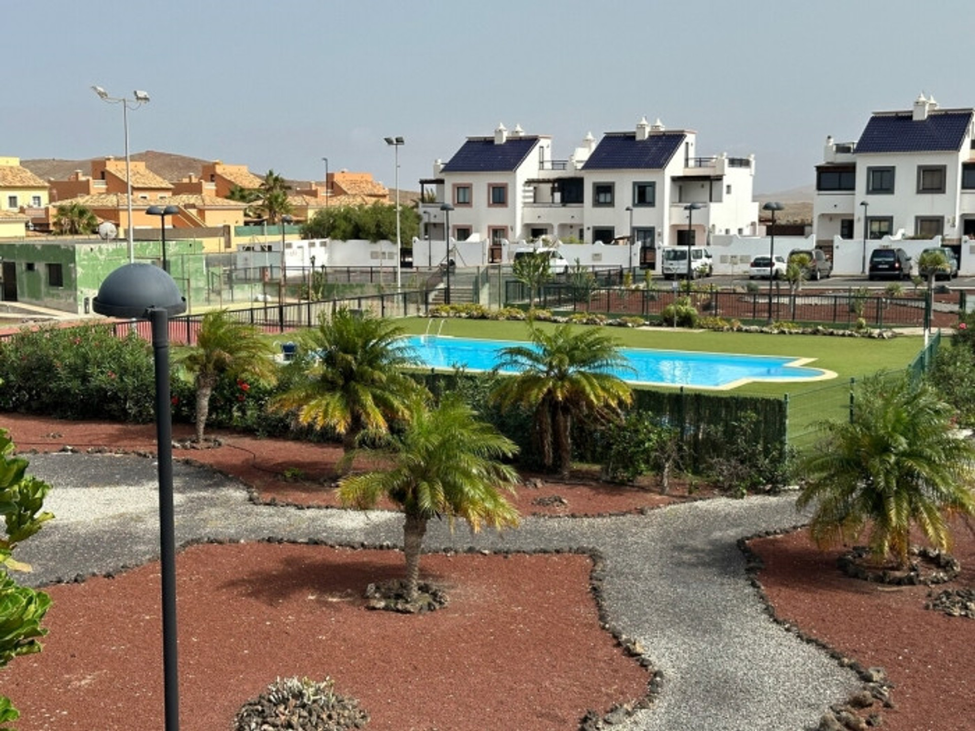 Community pool and garden overview