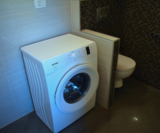 Laundry room washing machine toilet