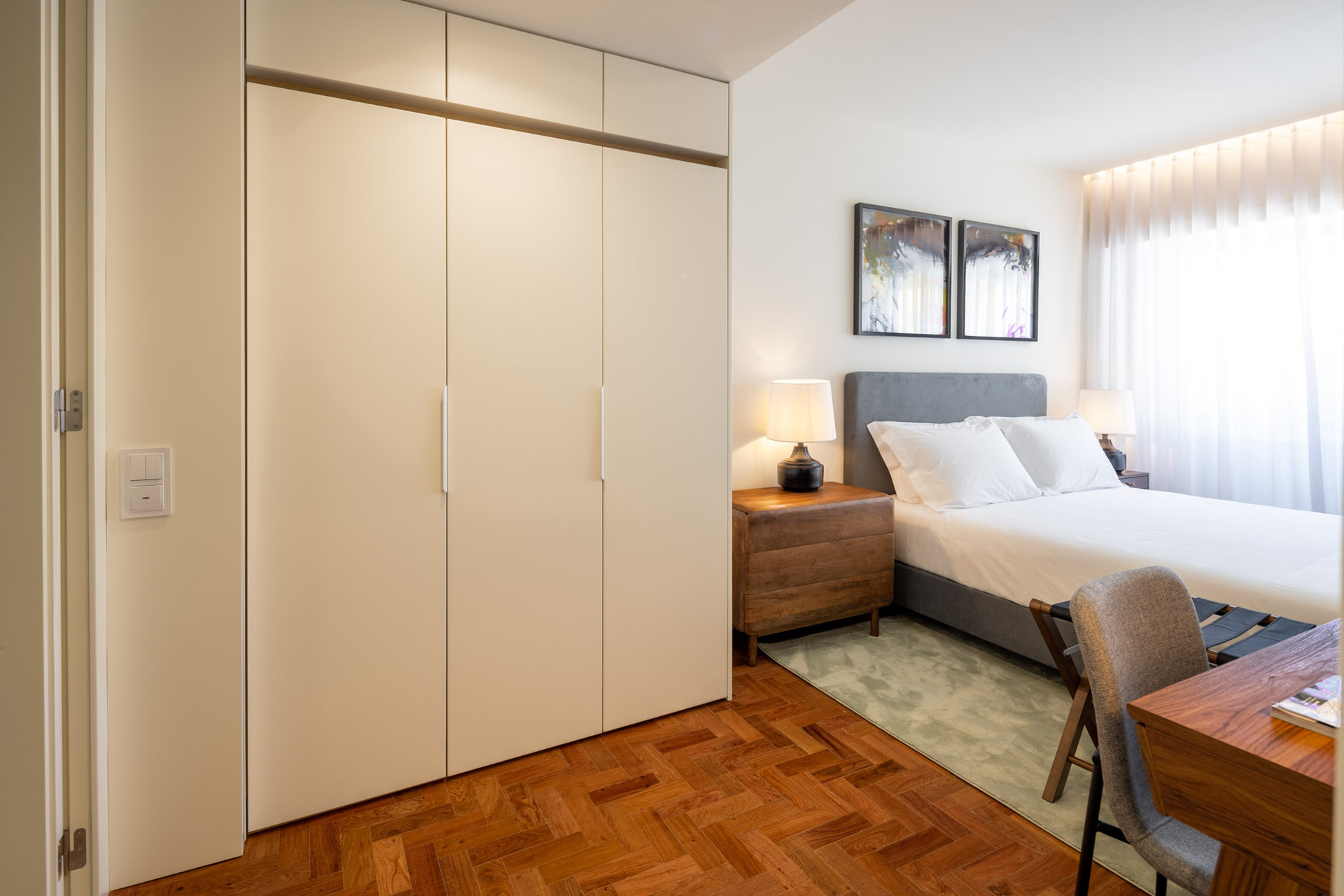 Bedroom with wardrobe view