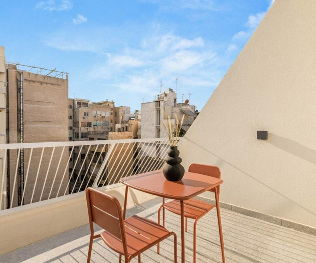Balcony seating with city view