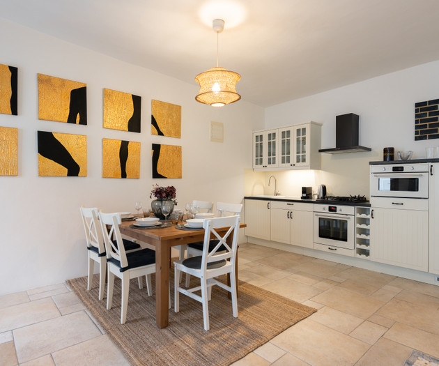 Kitchen with dining table set