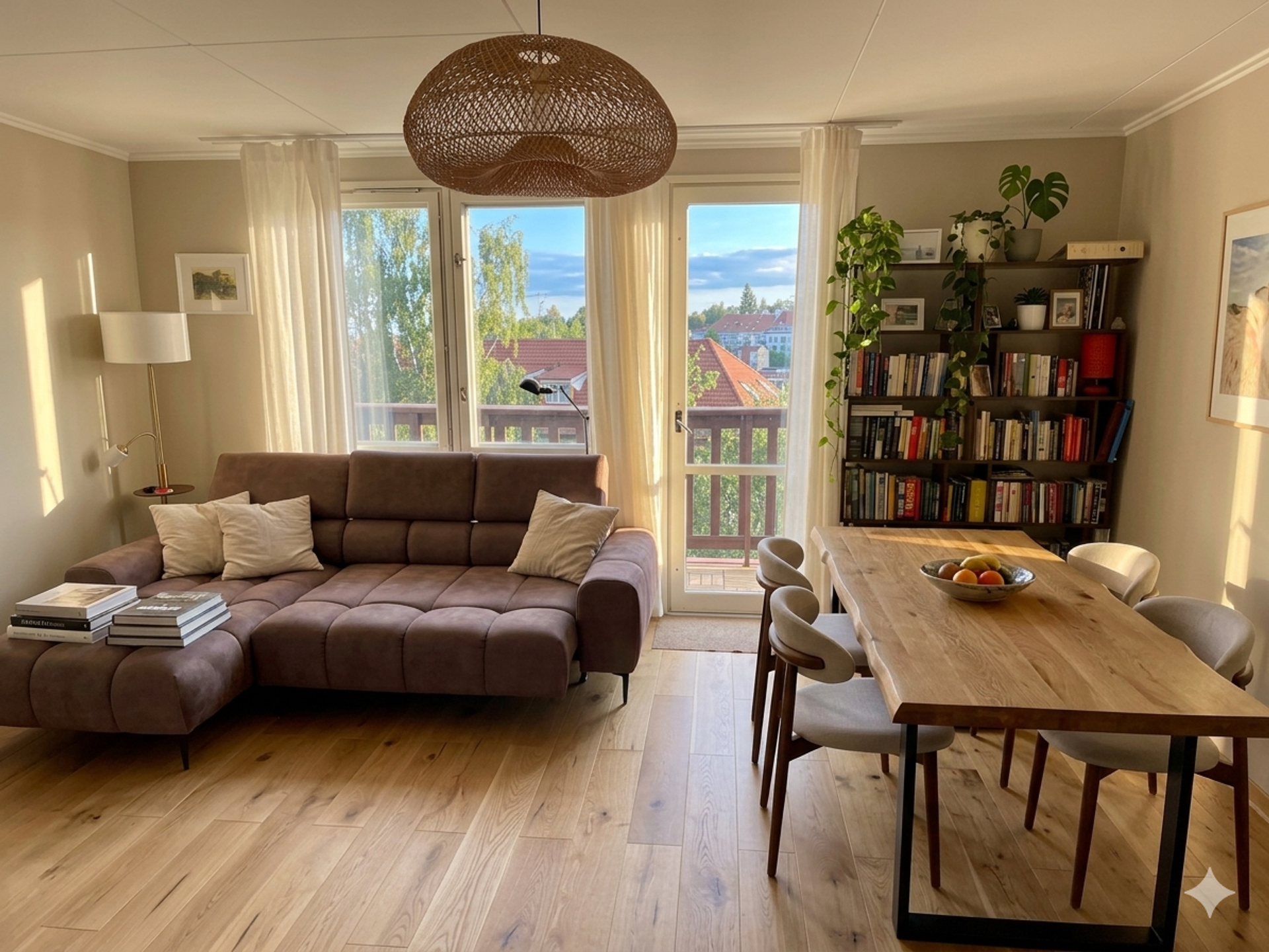 Bright living and dining area