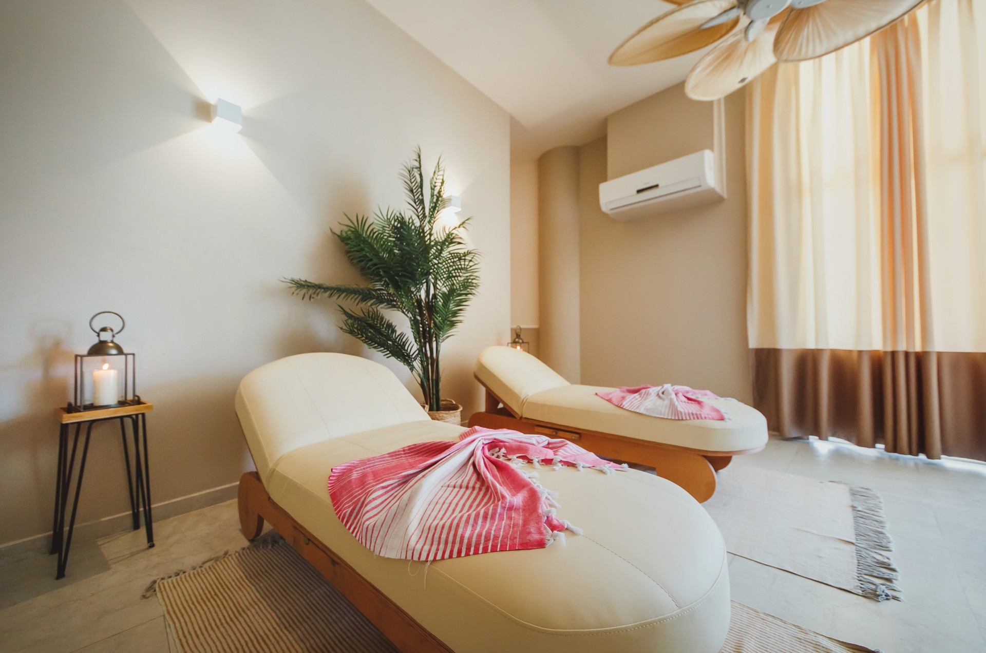 Spa relaxation room with loungers