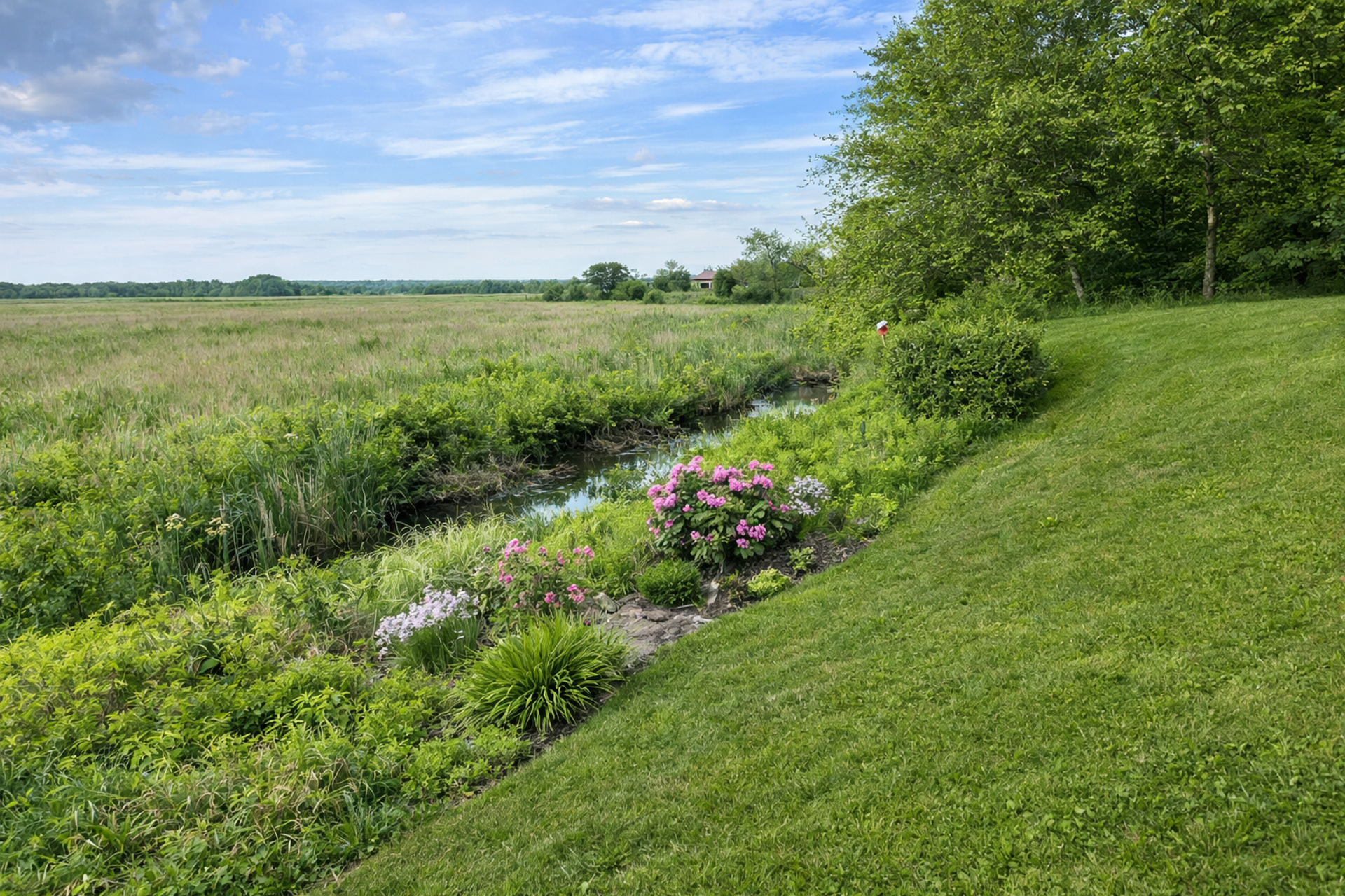 Garden stream marsh scenic landscape
