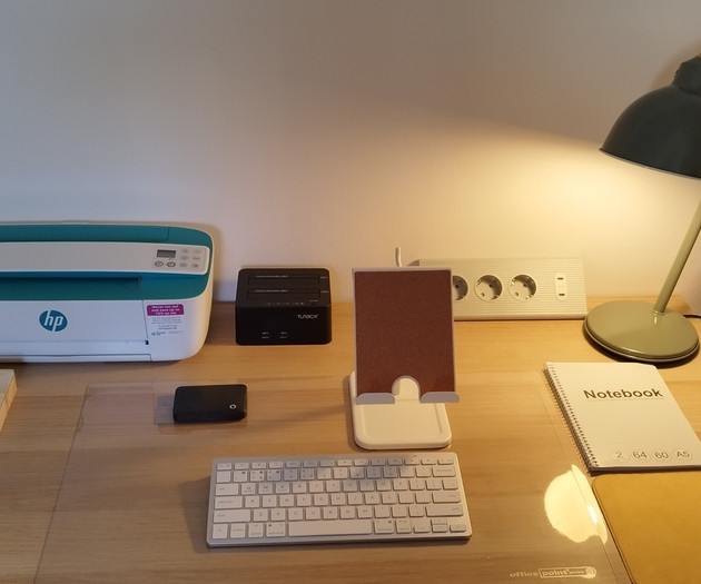 Office desk with printer