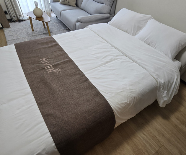 Bed close-up with pillows