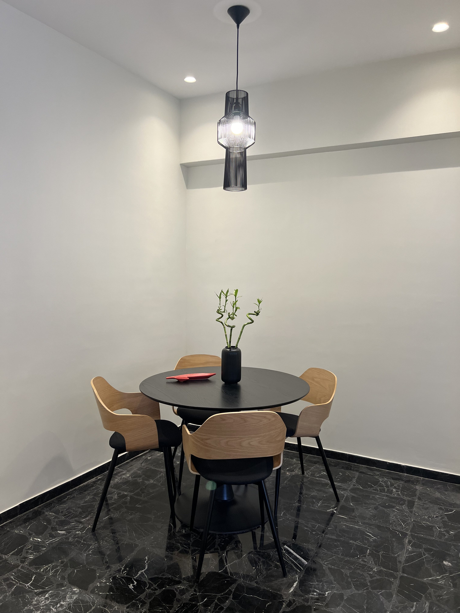 Dining table with marble floor