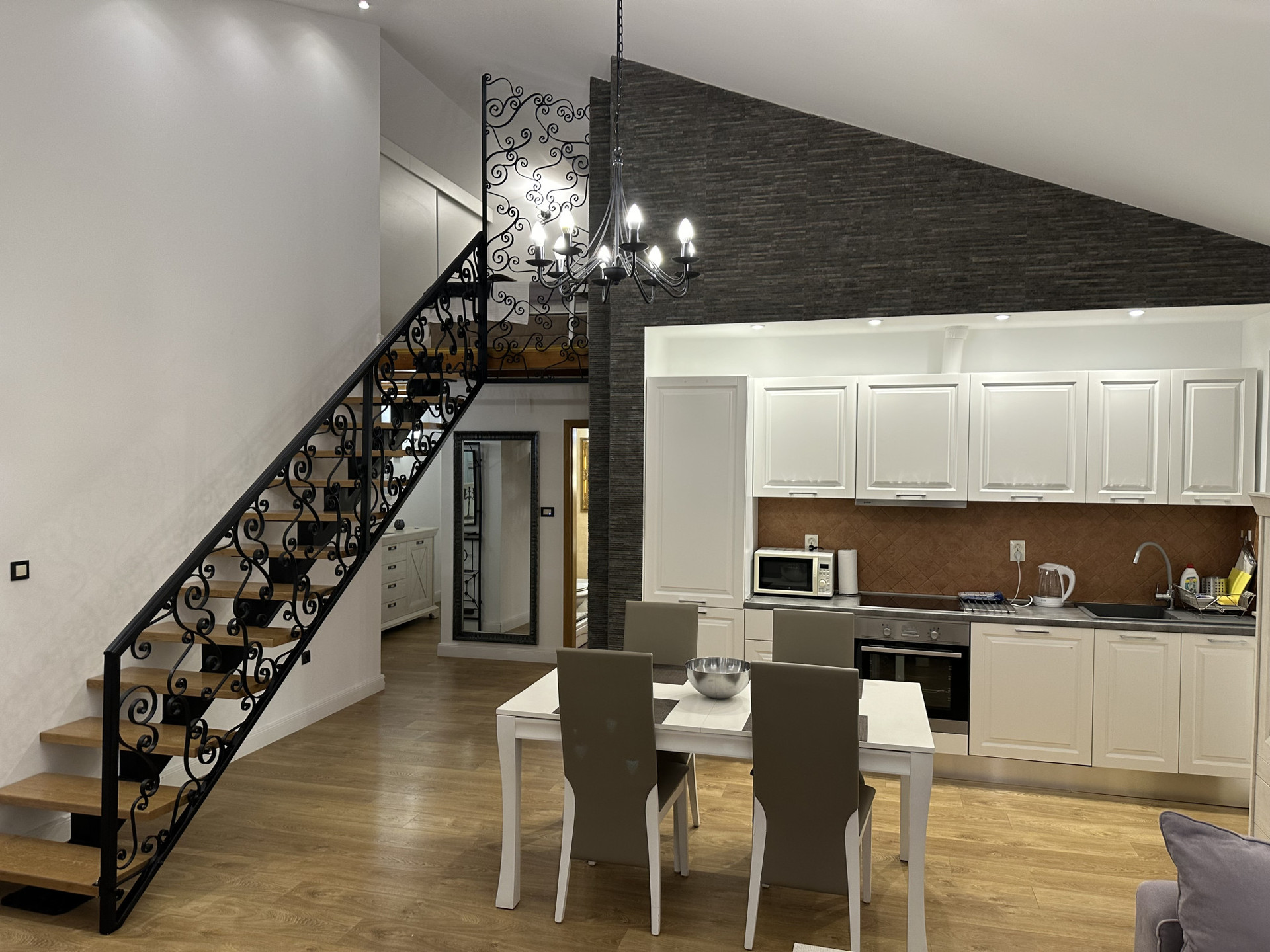 kitchen and living room