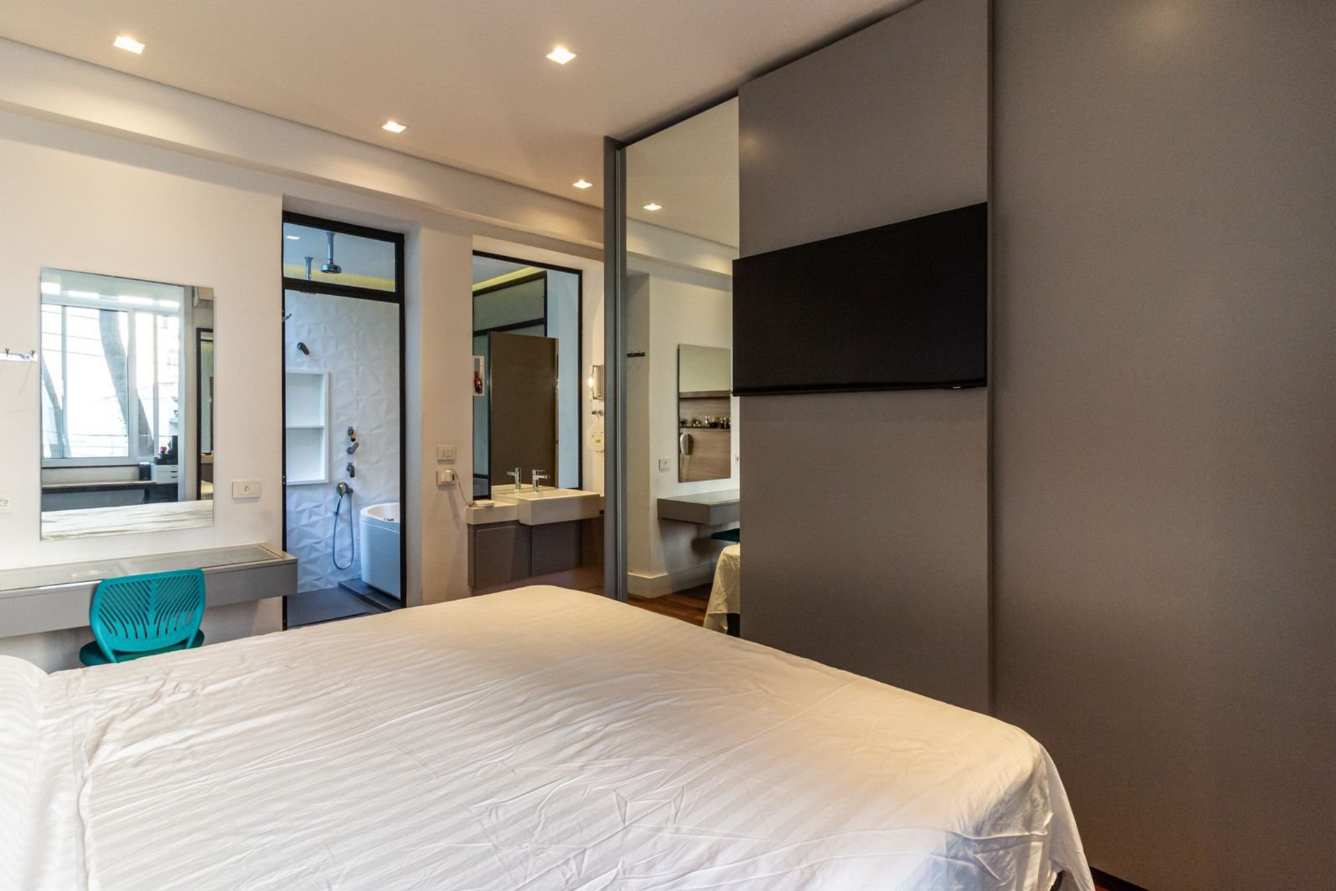 Master bedroom with ensuite bathroom view