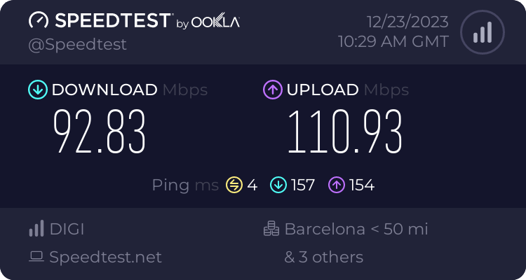 Speedtest.net result