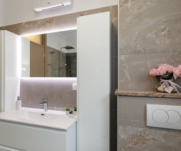 Bathroom vanity with LED mirror