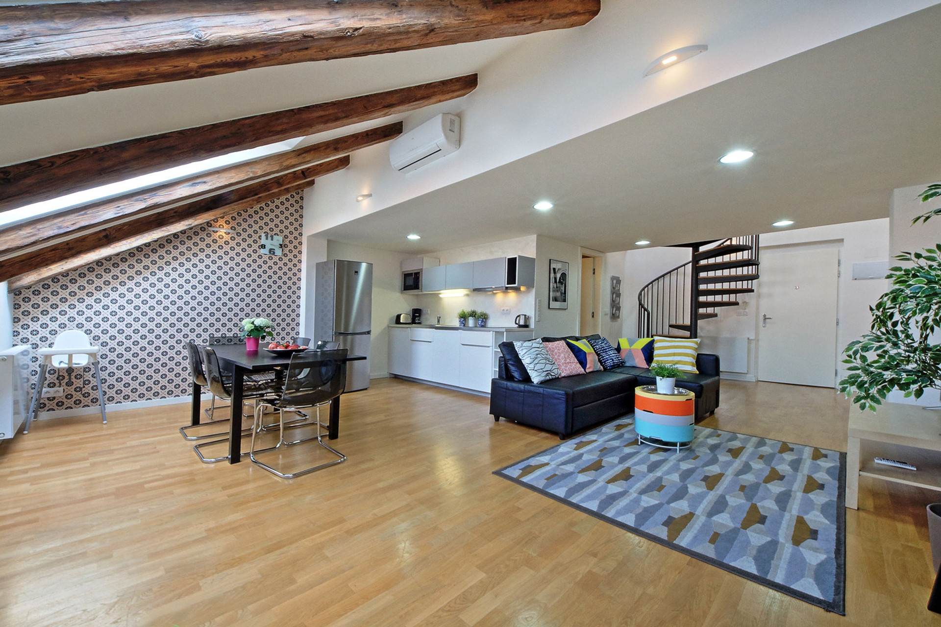 living room with kitchen