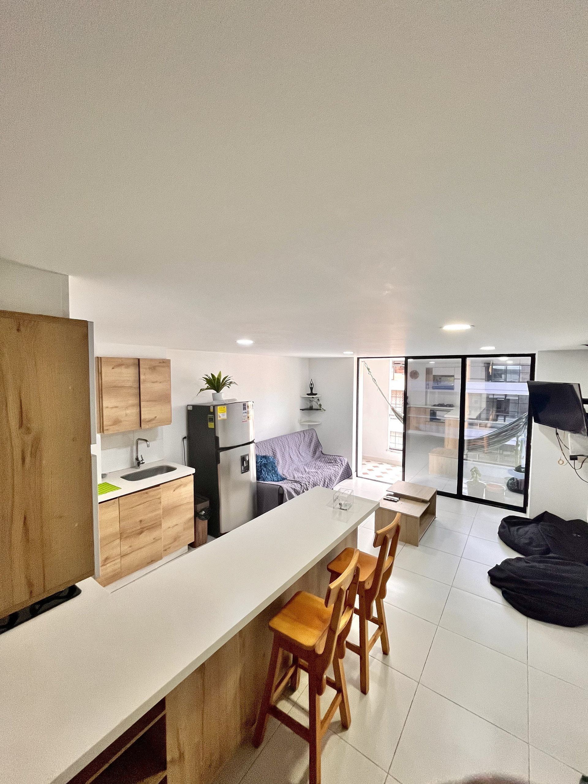 Open plan kitchen and living area
