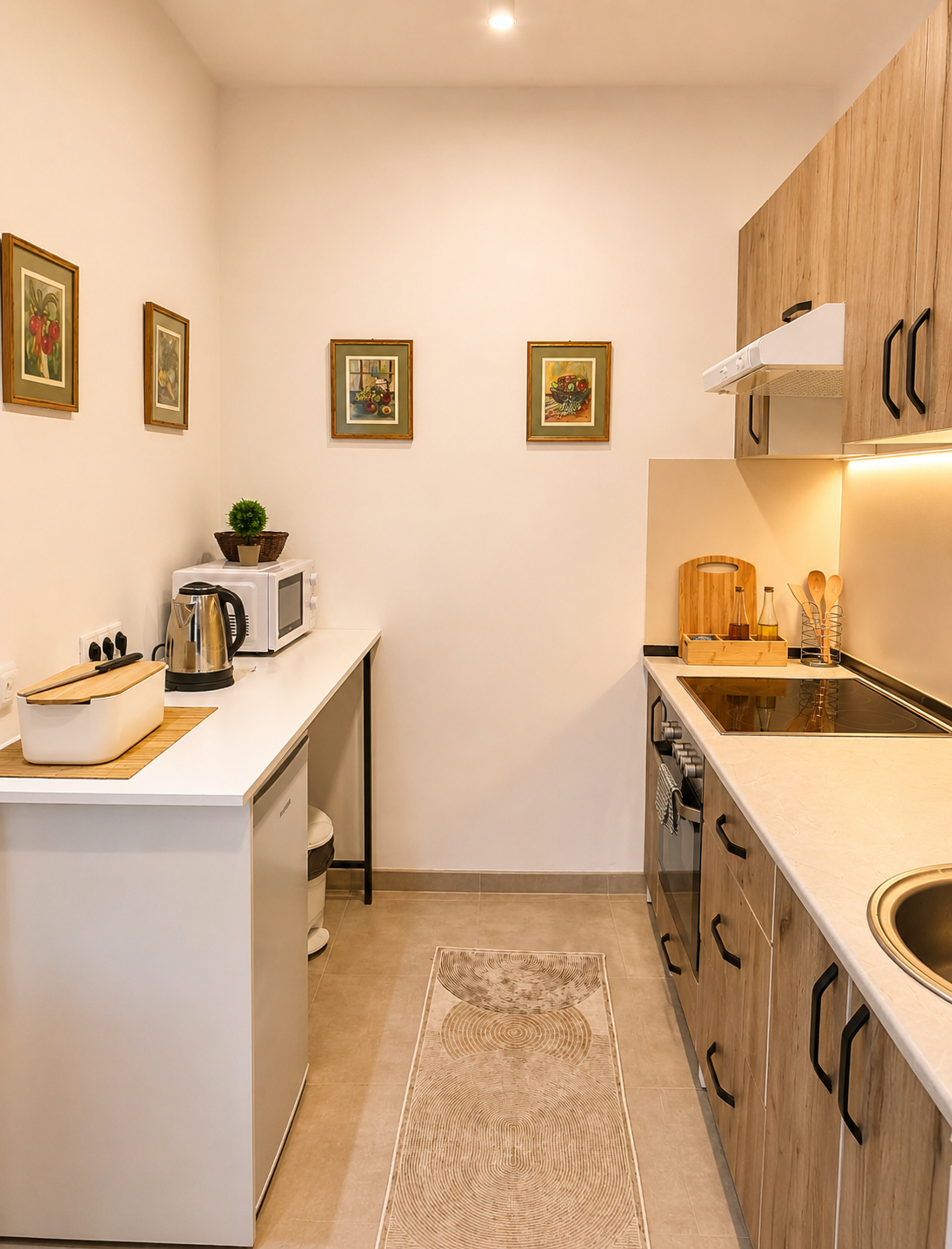 Compact kitchen with cooking area