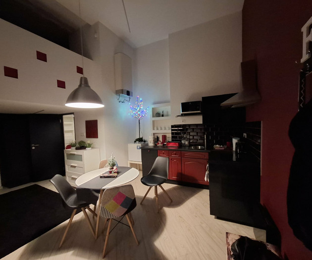 Kitchen dining area night view