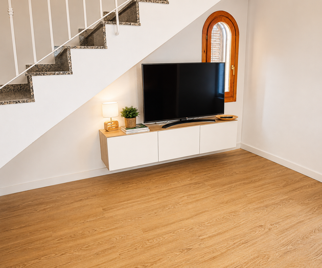 TV area under staircase