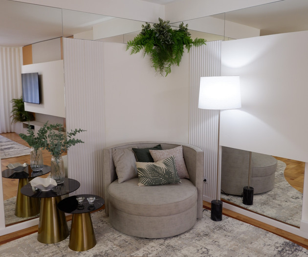 Round armchair reading corner