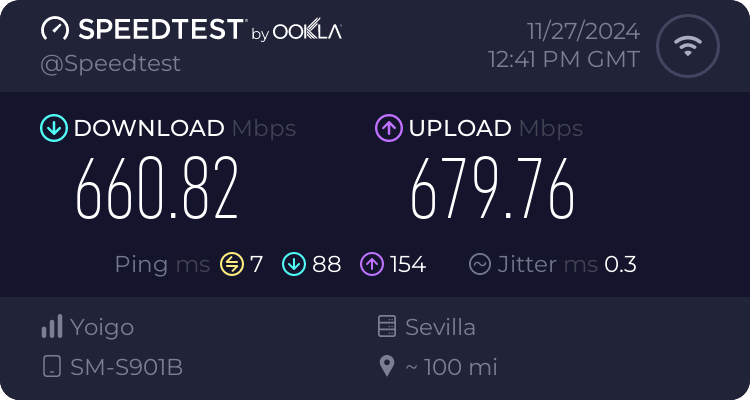 Speedtest.net result