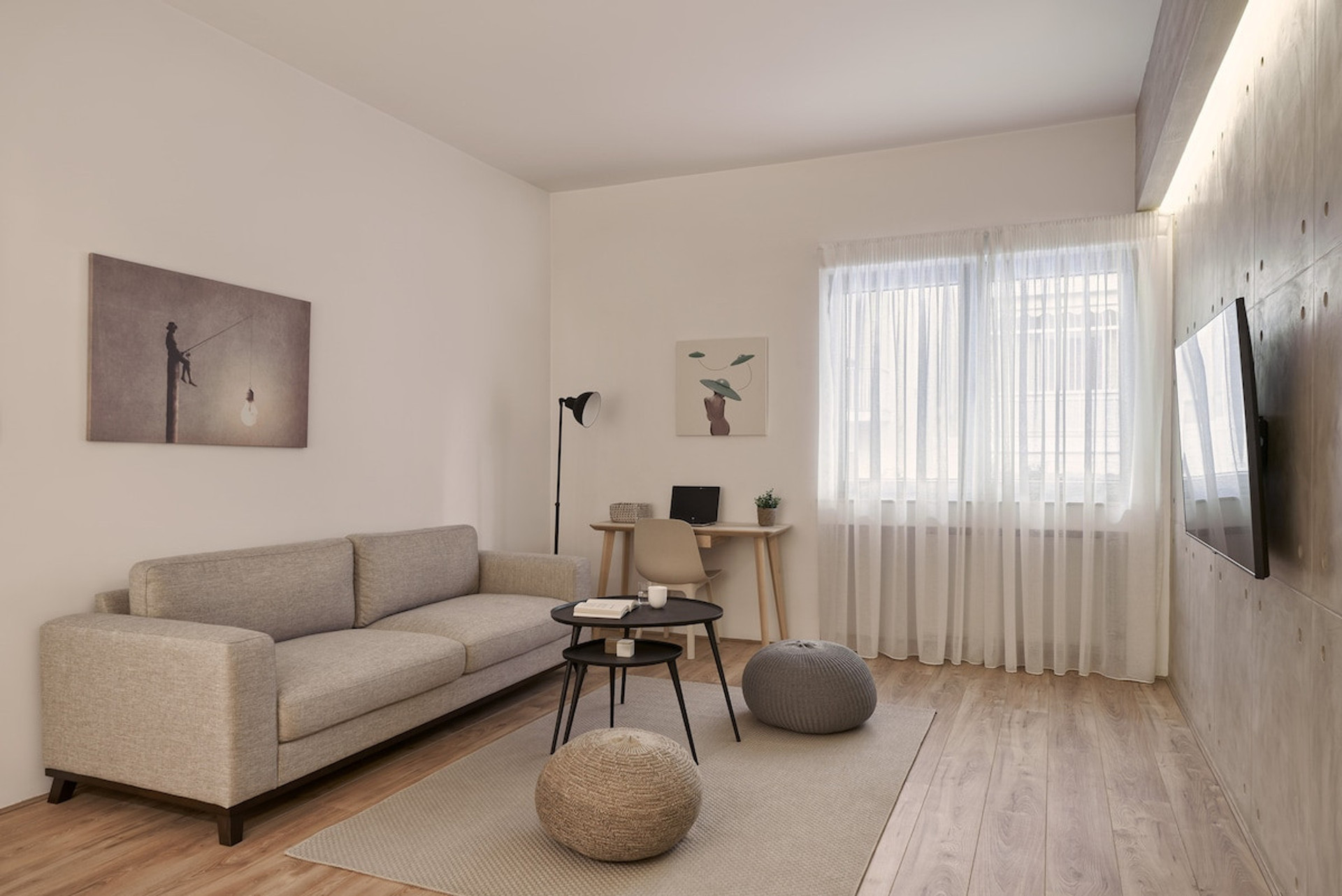 The living room's comfy couch