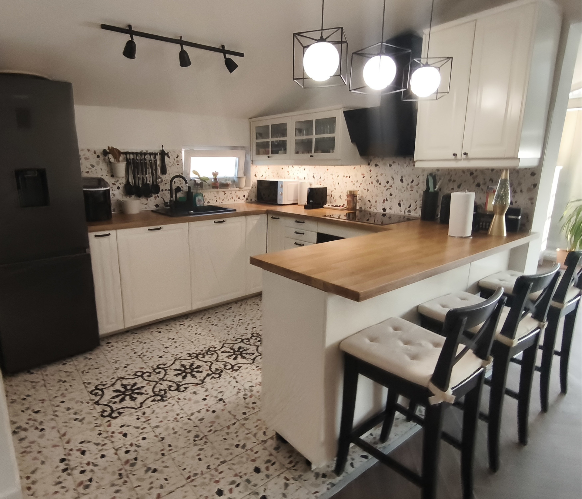 Kitchen with terrazzo floor