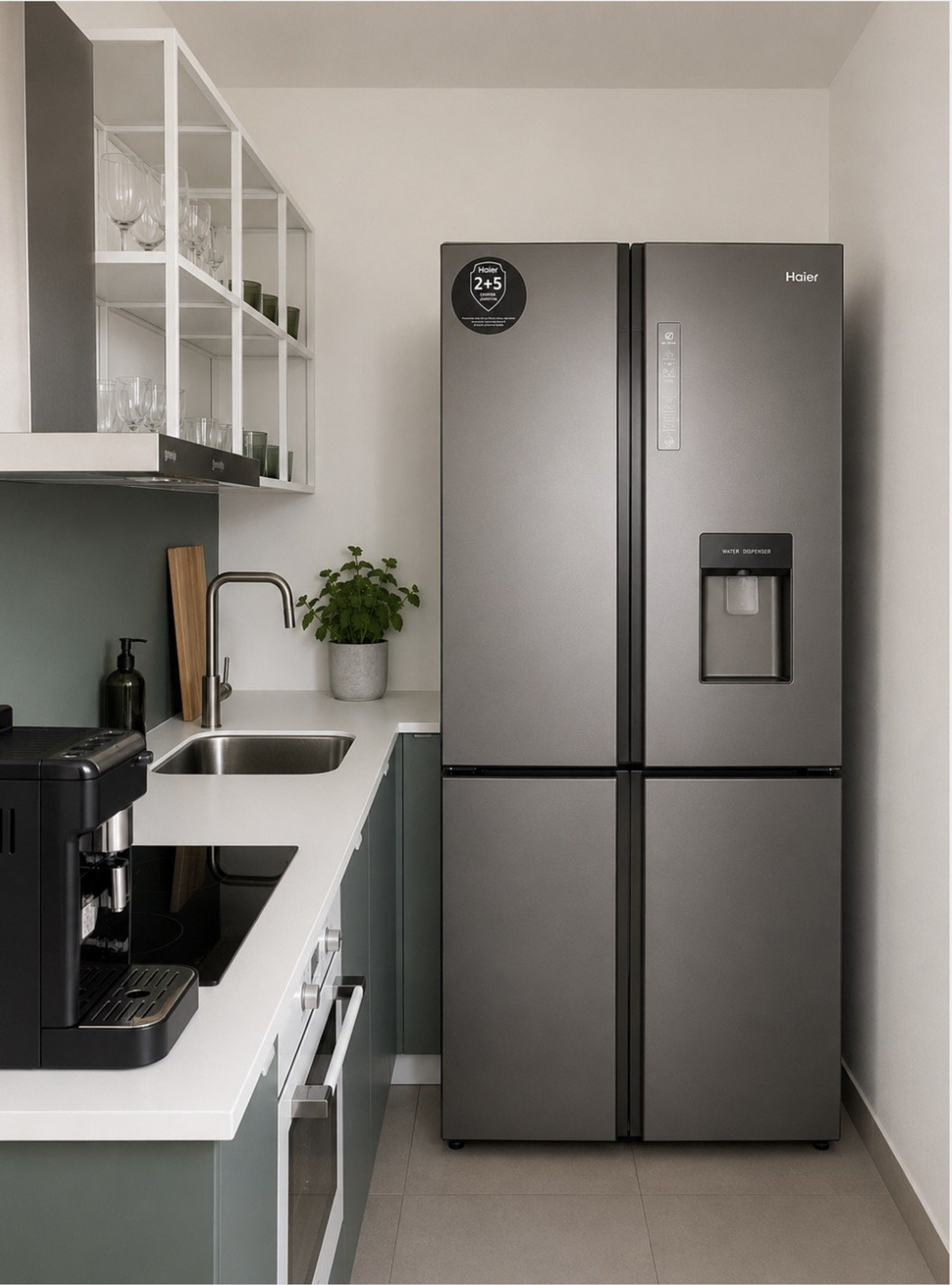 Modern kitchen with large refrigerator