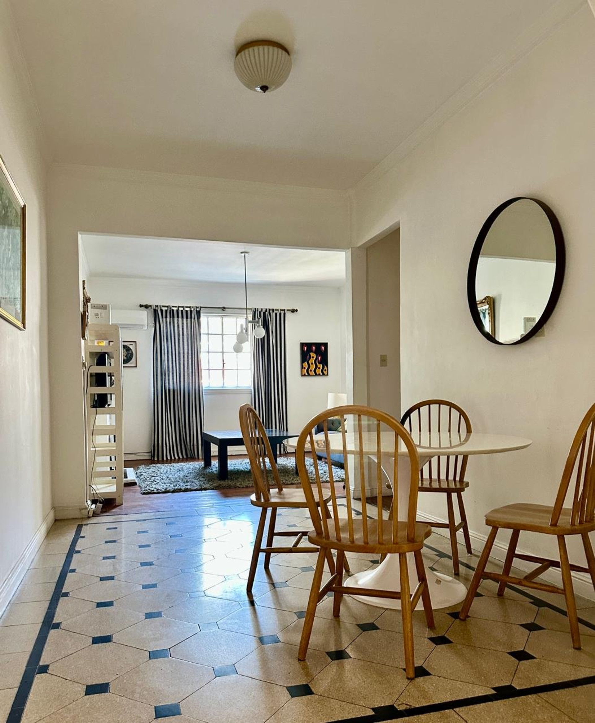 Dining area with tiled floor