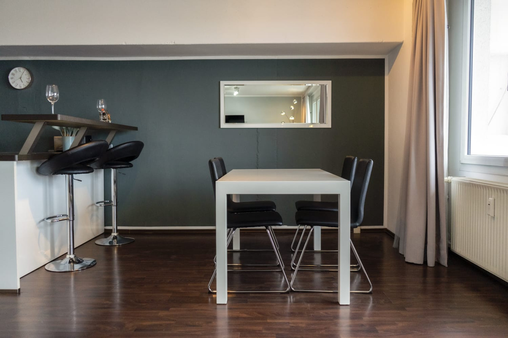 Dining area with mirror