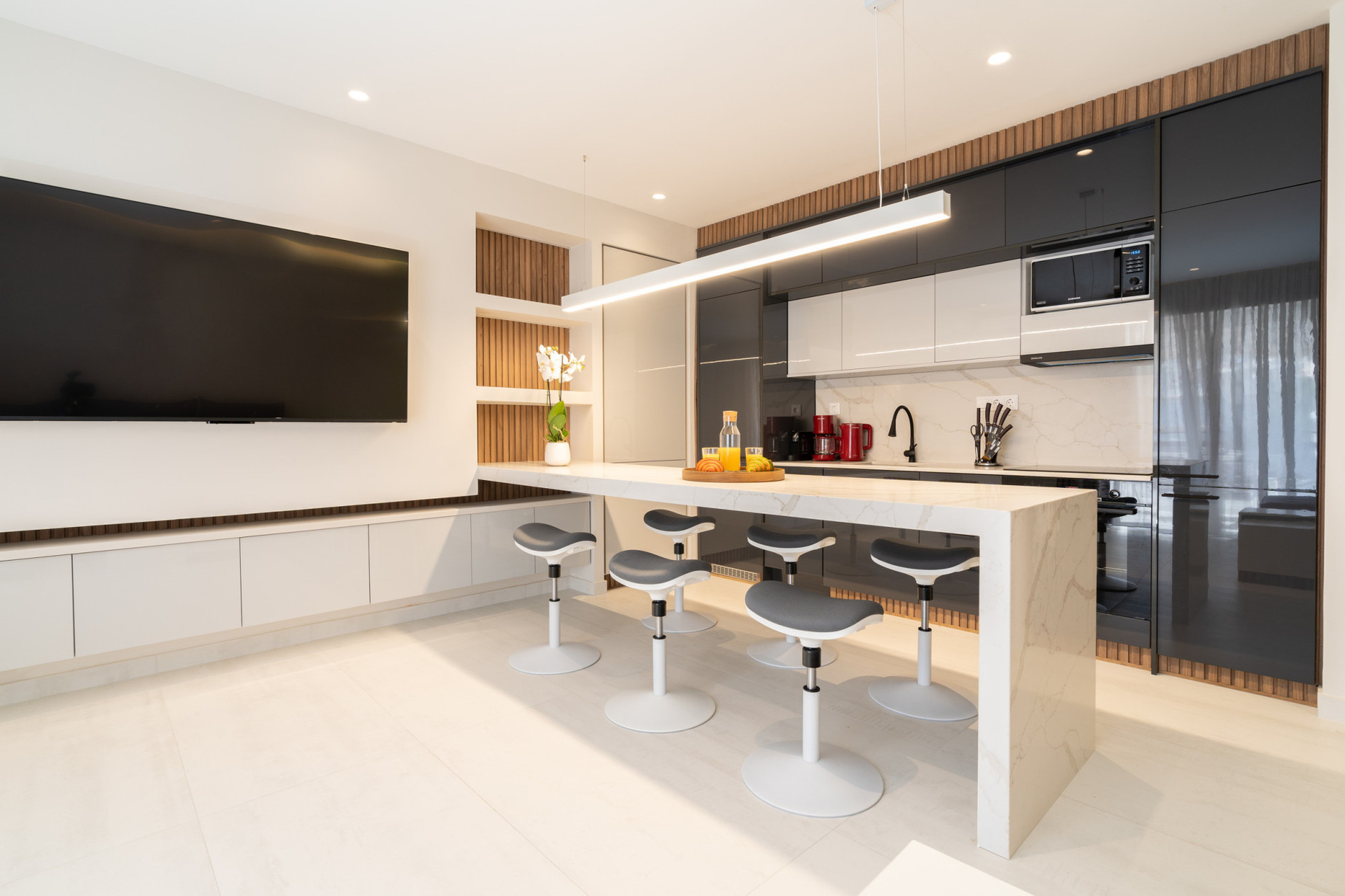 open plan living dining kitchen area