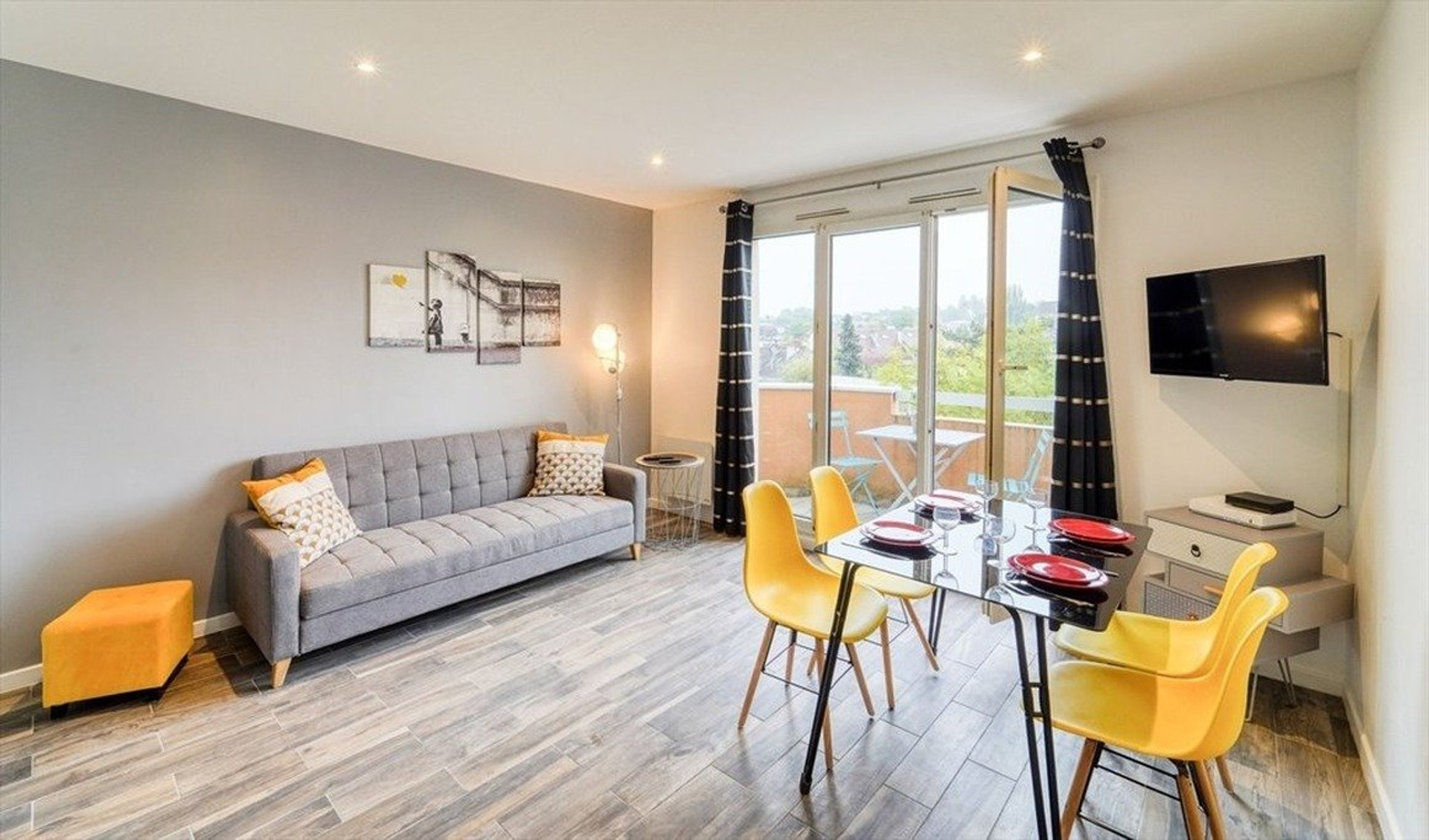 Living area with balcony access