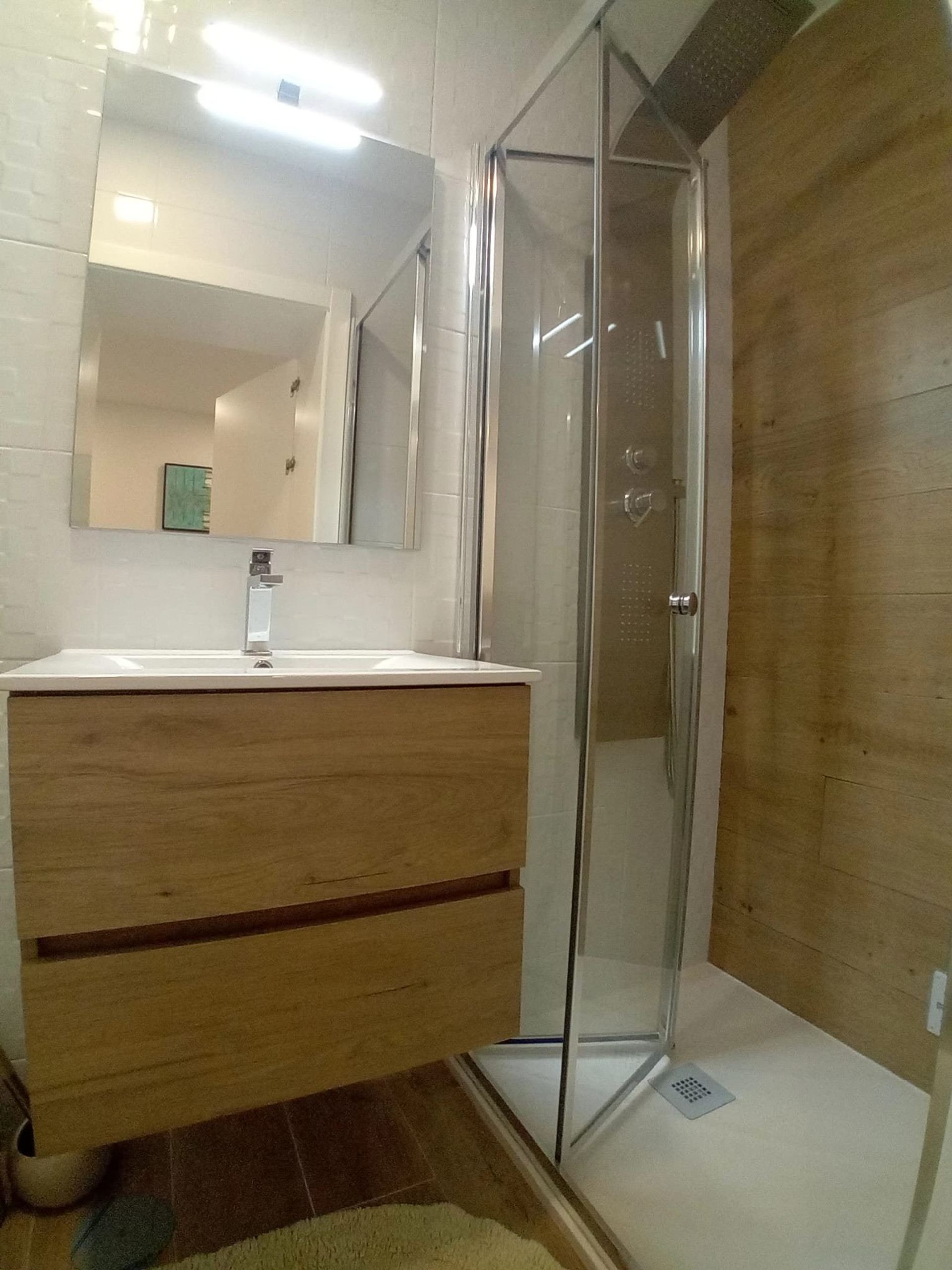 Modern bathroom with glass shower