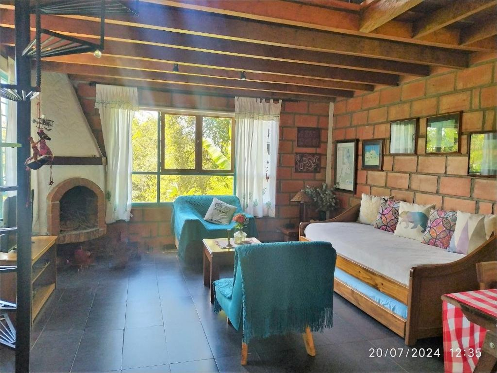 Living room with fireplace view