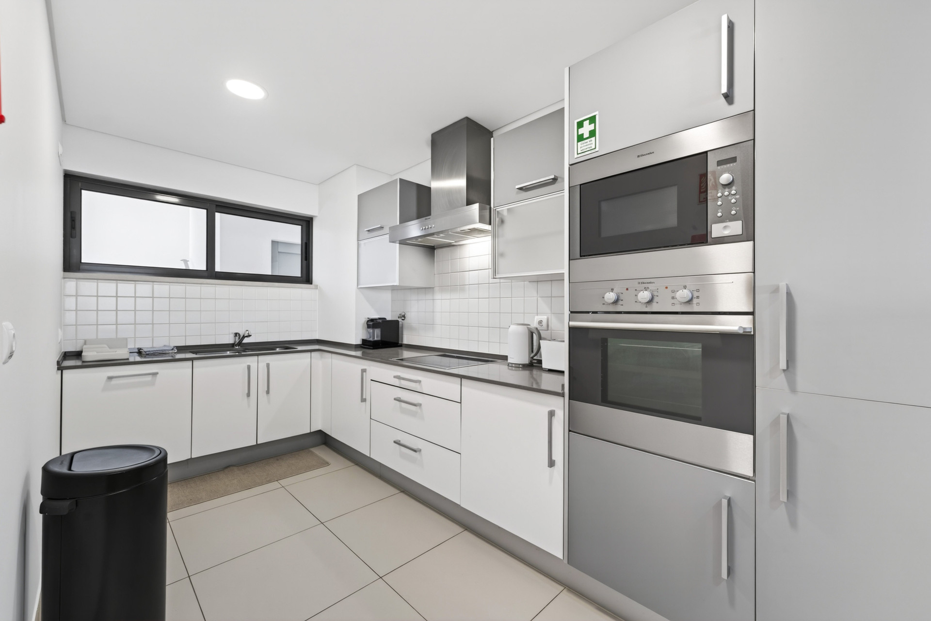 Fully equipped white kitchen