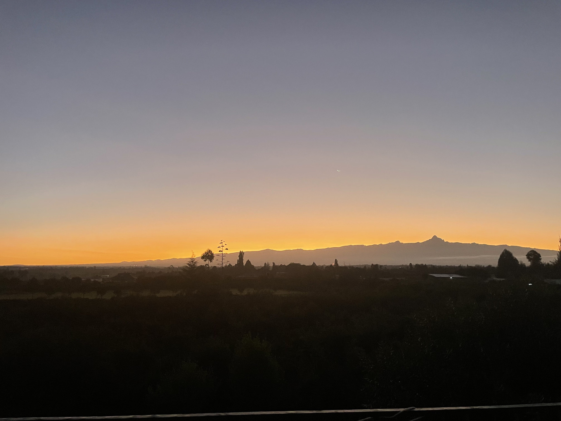 Morning view of Mt. Kenya from roof terrace