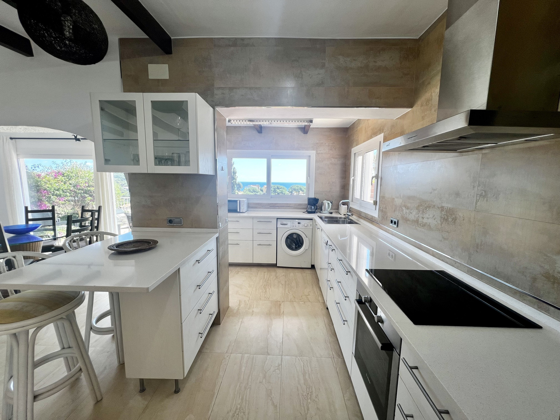 Modern white kitchen with island