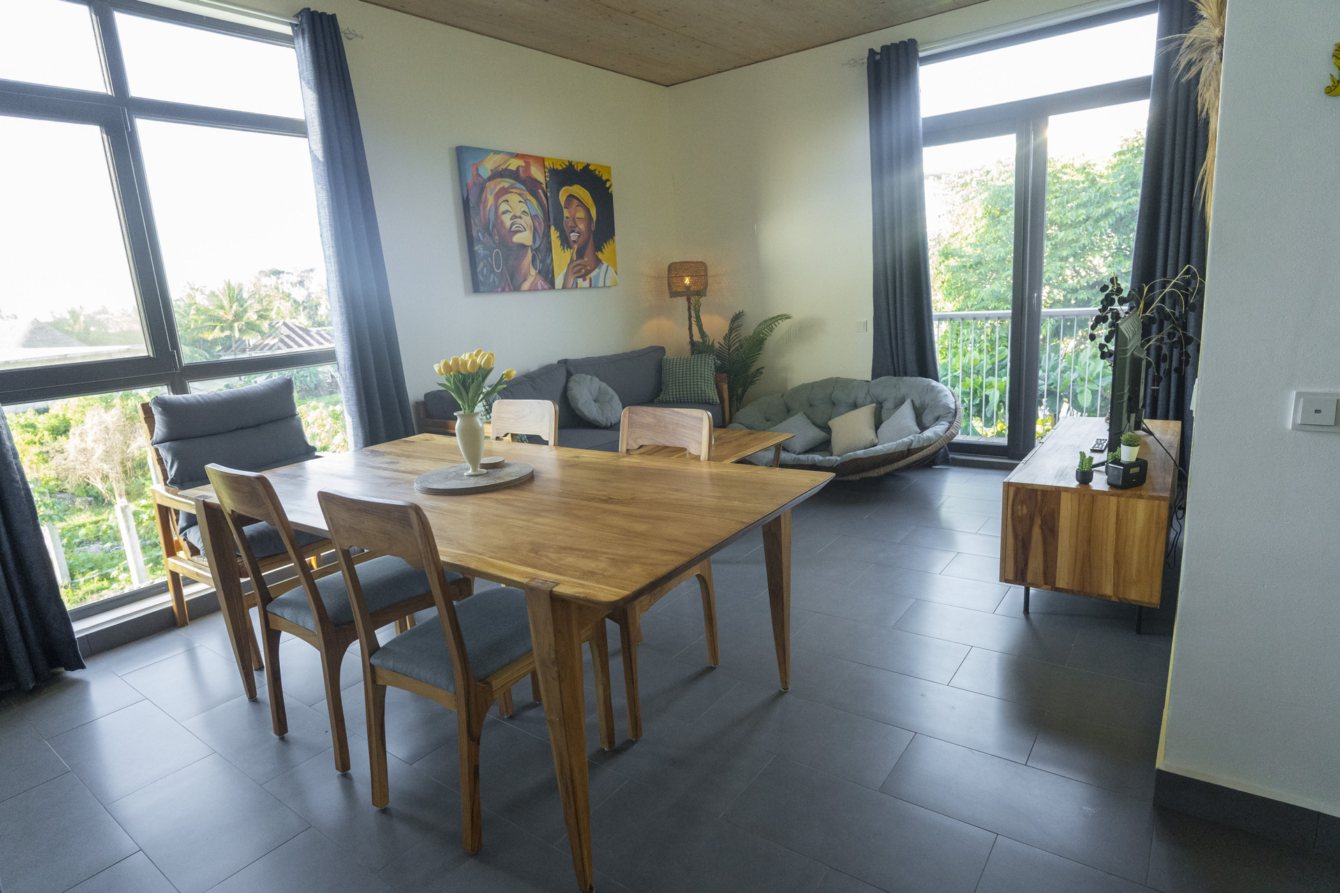 Dining table and living area