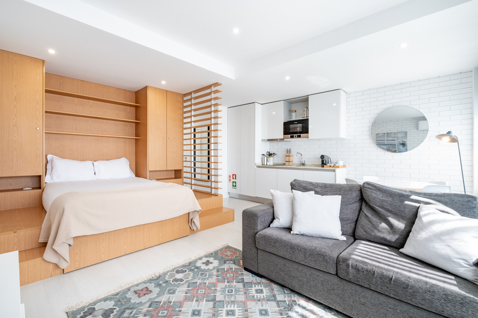 Double bed and single sofa bed 