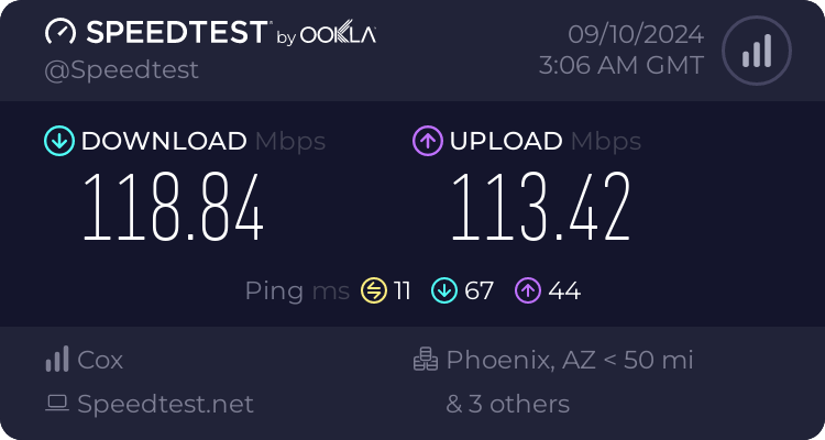 Speedtest.net result