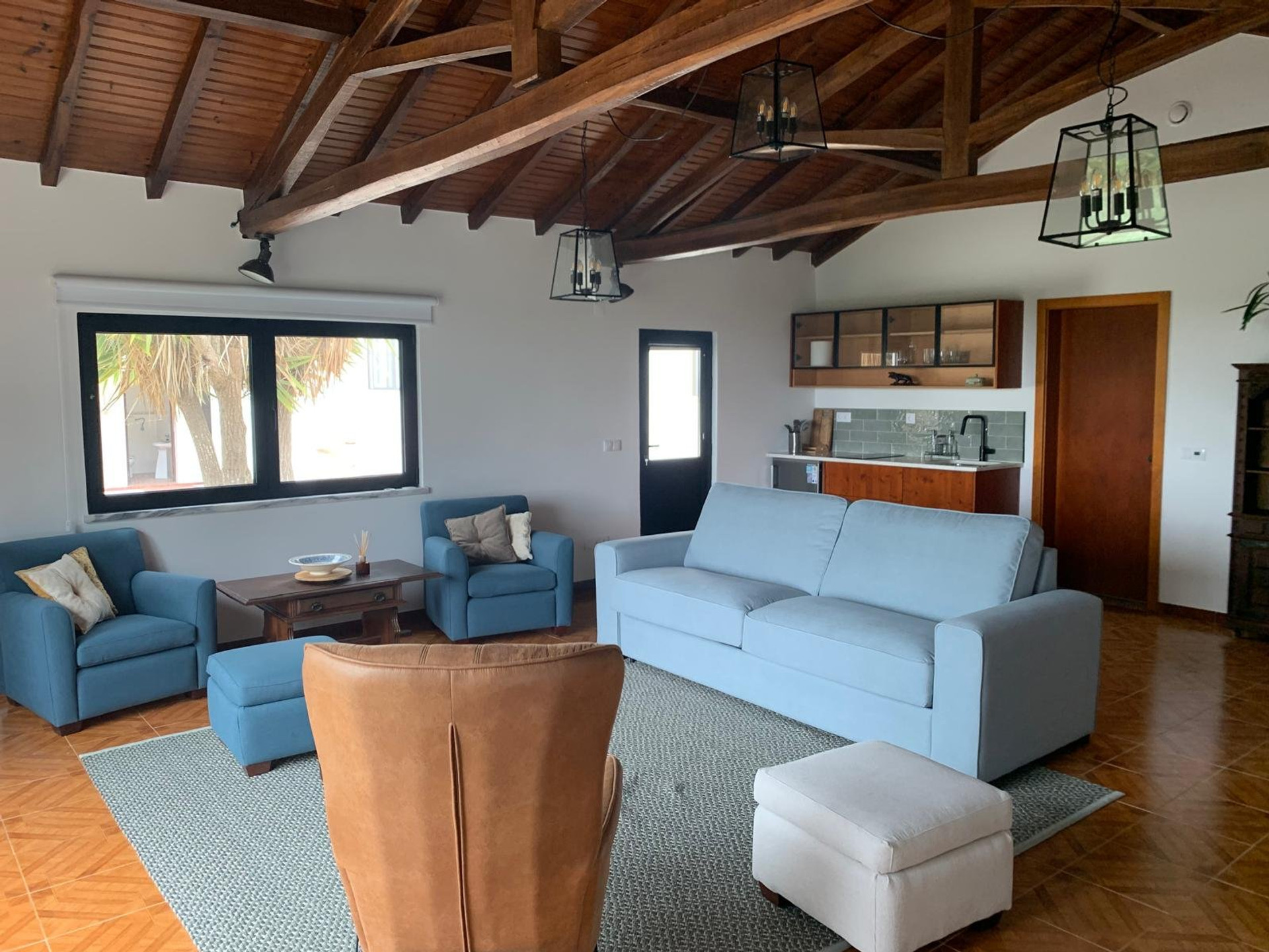 Open living area with kitchenette