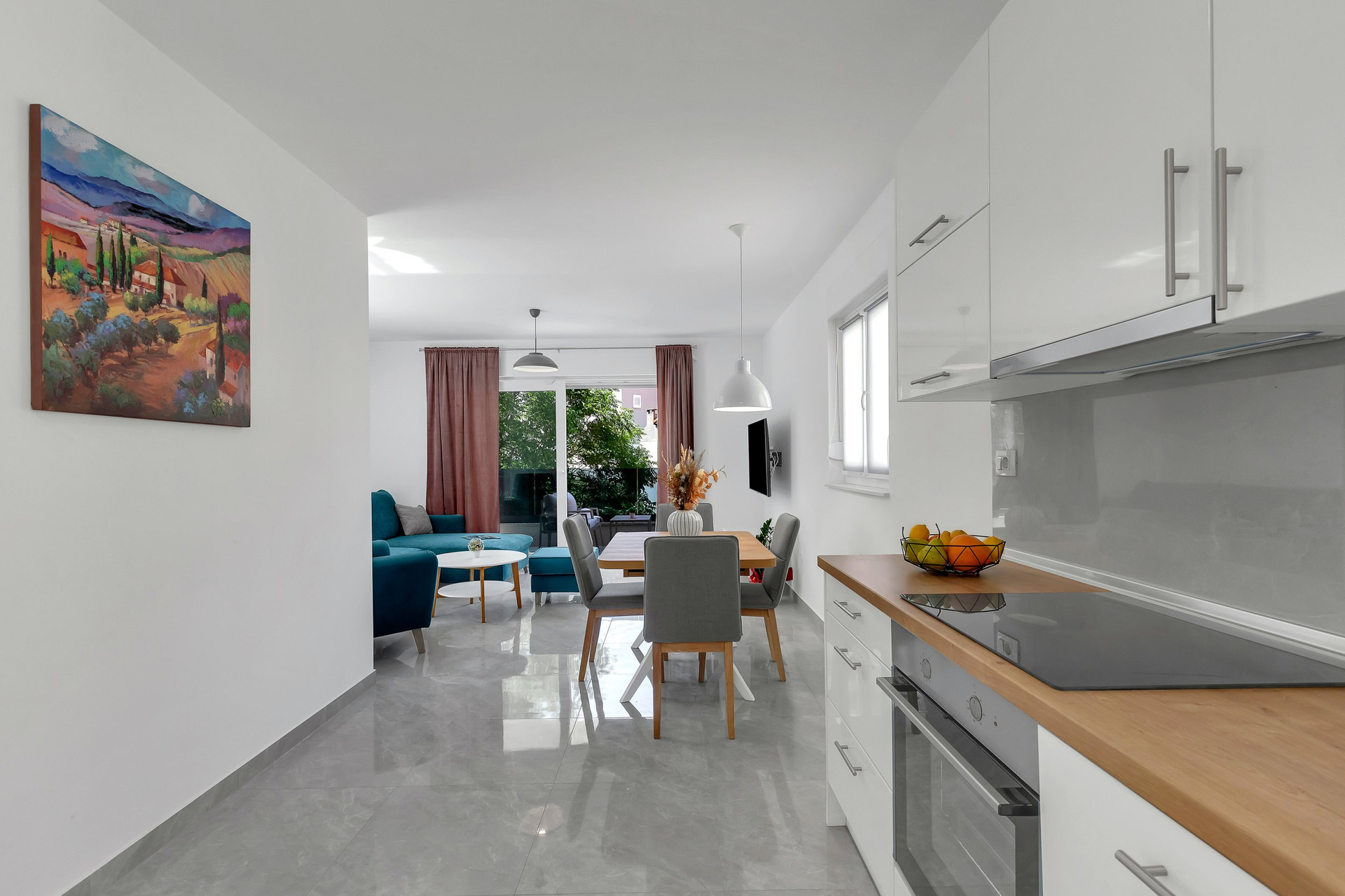Kitchen open to living room