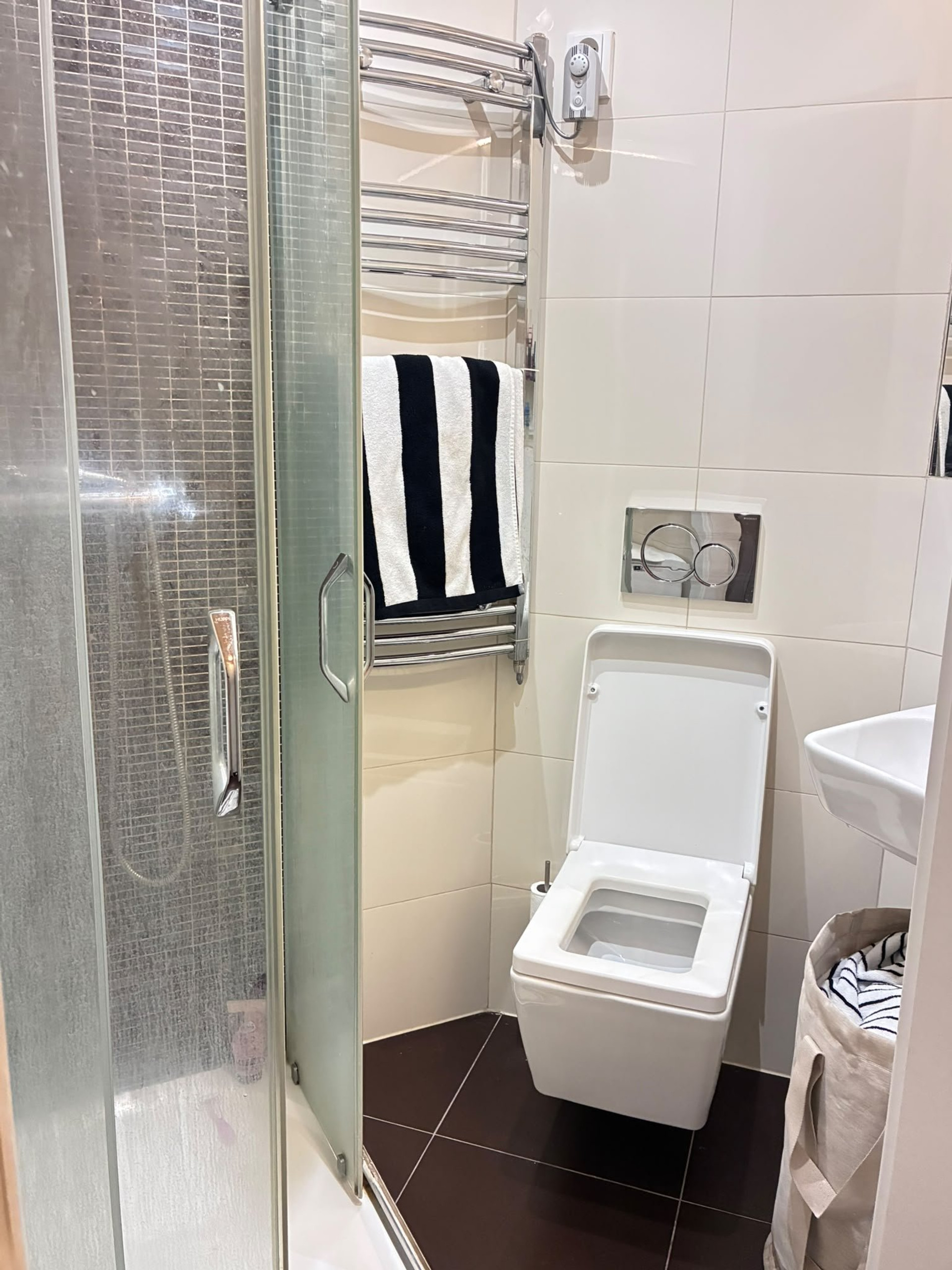 Modern bathroom with shower and toilet