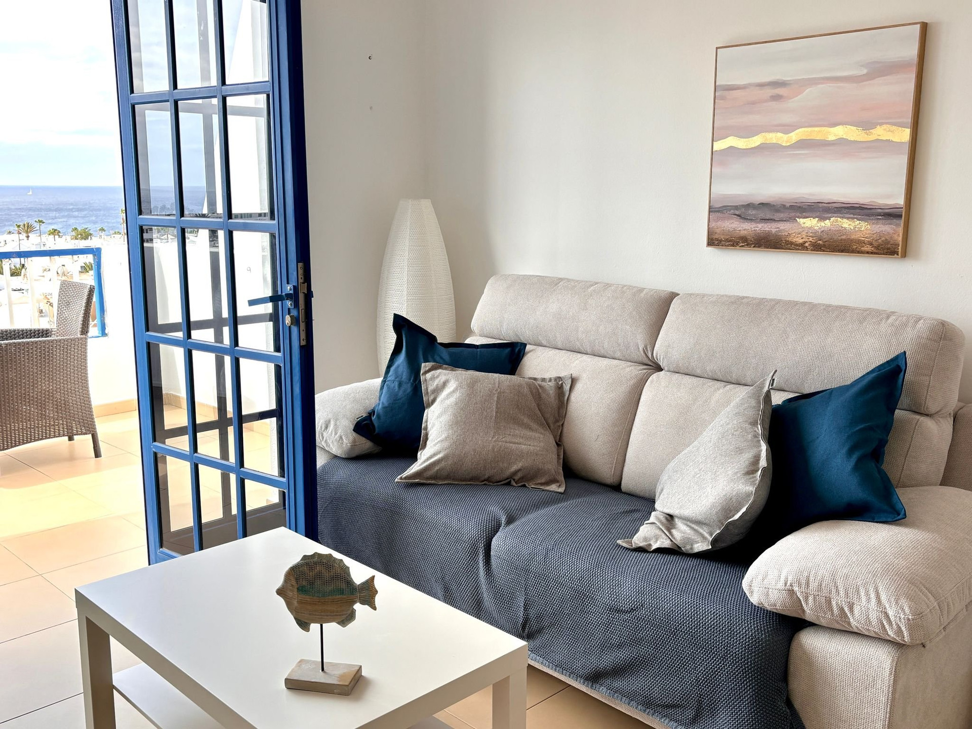 Living room sofa and artwork